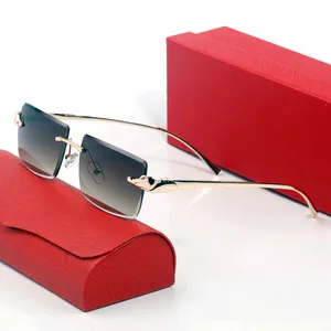 Carti Glasses Men Solglasögon Simple Classic Rimless Business Style Woman Designer Gradient Gray Rectangle Metal Frames