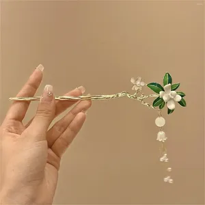 Hair Clips Gardenia Stick Chopstick Neo-chinese Style Cheongsam Hairpin Metal Floral Bun Jewelry Vintage Pendant Headdress Bijoux