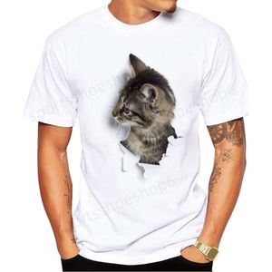 Camisetas masculinas com estampa 3D de gatos, camisetas para homens, mulheres e crianças, família fofa, manga curta, camisetas casuais de verão