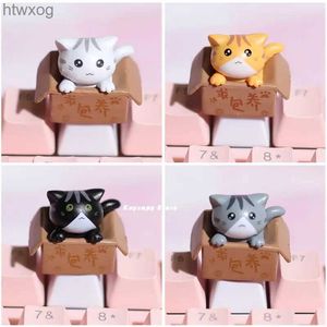 Клавиатуры Мультяшные колпачки для механических клавишных колпачков Artisan Anime White Kawaii Keycap PBT Axis Cherry MX Custom Cute Cat Diy Key Cap YQ240123