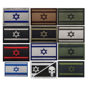 Israel Flaggarmband broderad tyglappskrok och slingmärke Tyg Militär Moral Stripe för Caps Jackets Väskor P148