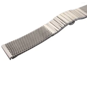 Assistir bandas 18mm 20mm 22mm 24mm prateado aço inoxidável Bandeira de pulseira de pulseira sólida link sólido malha de borboleta buckle masculina acessórios de relógio de pulso