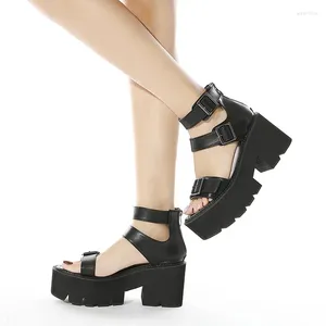 Dress Shoes 2024 European And American Sponge Cake Bottom Nightclub Hollowed Out Casual Thick Soled Summer Heeled Roman Sandals