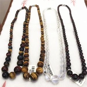 Torques New Stylish simplicity Natural Tiger Eye White Crystal Garnet Tower Necklace