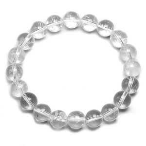 Bangles Natural White Clear Quartz Gems Stone Round Beads Handmade Stretchy Women Men Bracelet Healing Energy Gift Jewelry