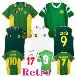 2002 1998 Kamerun Retro Soccer Jerseys 1990 Eto O Mboma Lauren Song Foe Milla Home Away Vintage Classic Football Shirt 66