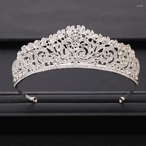 Hair Clips Vintage Silver Color Crystal Crown Princess Rhinestone Prom Pageant Crowns For Women Wedding Tiara Bride Accessories