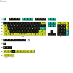 Teclados Cyber Punk 104 + 26 PBT Keycaps Set -5 Sided Dye Sublimação para Cherry MX Teclado de jogos mecânico 61 68 75 YQ240123