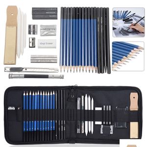 Pencils Wholesale Ding Painting Sketch Kit Set With Pencil Erasers Sharpener For Artist Beginner Student Stationery Sketching Suppli Dhglp