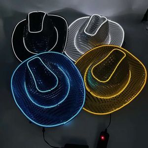 Berets Glowing Cowboy Cap Neon Led Decor Supplies Fashion for Outdoor Cowgirl Hat Party Light Up in the Dark