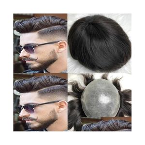 男子子供のかつらメンズウィッグシルキーストレートfl pu toupeeブラック1bマレーシアバージンレミーヒューマンヘアシステムメンdhknb博士の代替