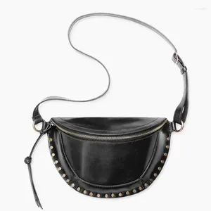 Bag Lady Rivet Decoration Woman Crossbody äkta lädermetall Kvinnor Kvinnliga bröstväskor SAC A Mian