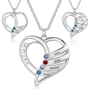 Pendants MOM Necklace Personalized 15 Kids Name Birthstone Love Heart Pendants Mothers Day Jewelry Gift for Women Wife Grandma Nana