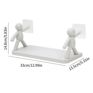 Self adhesive bathroom storage rack toothbrush cup holder white shampoo towel rack bathroom cosmetic toilet storage rack 240123