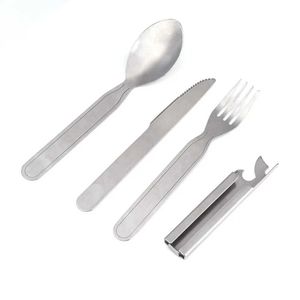 Acampamento cozinha ao ar livre utensílios de mesa 4 pçs conjunto piquenique viajar acampamento caminhadas talheres utensílios portátil ao ar livre louça conjunto faca garfo e colher yq240123