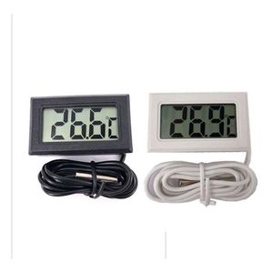 Instrumentos de temperatura Atacado 500pcs Digital LCD Sn Termômetro Geladeira Zer Aquarium Fish Tank -50110C Gt Black Whit Dhzaq