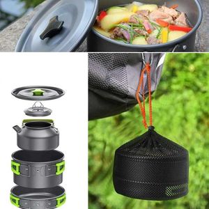 Camp Kitchen Camping Cookware Kit Outdoor Aluminum Cooking Set Water Kettle Pan Pot Hiking Picnic Tableware Equipment 0.8 Liter Kettle YQ240123