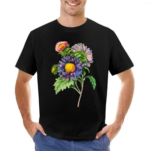 Camiseta masculina floral 14, camiseta preta, camisetas gráficas, pacote masculino