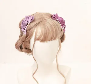 Hair Accessories Sweet Lolita Clips For Girls 1 Pair Romantic Rose Beading Bow