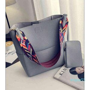 Moda Çantası Tote Marka Tasarımcısı Kadın Çanta ve Çanta Büyük Kapasiteli Renkli Kayış Omuz Pu Deri Kova Crossbody S Büyük T249J