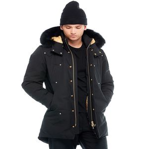 Classic Gold Lining Label & Ordinary Standard Mens Canadians Moose Stag Lake Parka Goose Down Jacket Real Coyote Fur Long Knuckless Coat Extreme Weather Hooded