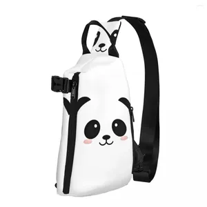 Mochila Panda Urso Sacos de Ombro Kawaii Saco Peito Masculino Ciclismo Estilo Ao Ar Livre Sling Business Print Crossbody