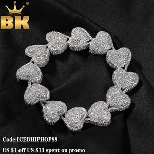 Bilezikler Bling King Heavy Heart Bileklik Mikro Döşen Kübik Zirkonya Bağlantısı Kadınlar İçin En İyi Hediye Kız Hiphop Takı