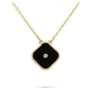 Women Designer Four Leaf Clover Mother of Pearl Diamond Pendants rostfritt stålkedja Pläterad guldchokerhalsband Klassiska smycken ZB114