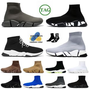 Gummi designer casual strumpor skor bottnar kvinnor mens lyxiga hastigheter 2.0 topp og tränare röda vita svarta sneakers tränare plattform loafers stickade löpare