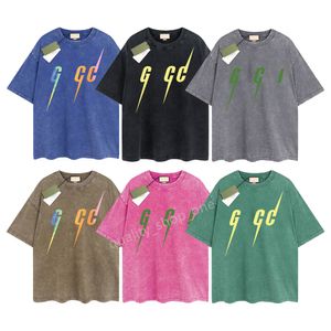 Erkek Tasarımcı T-Shirt Yaz Gu Gömlek Lüks Marka Vintage Retro Yıkanmış Tees Erkek Kadınlar Kısa Kollu Hip Hop Sokak Giyim Üstler Şort Giyim Giysileri G-61