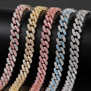 Weißgold gefüllte Halsband-Halskette, dicker Miami-Hip-Hop-Schmuck, Basic Iced Out Vvs-Diamant-Moissanit-Kubanische Gliederkette