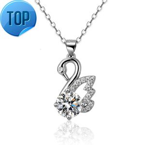 Accessori donna gioielli Collana con ciondolo cigno in moissanite in argento sterling 925