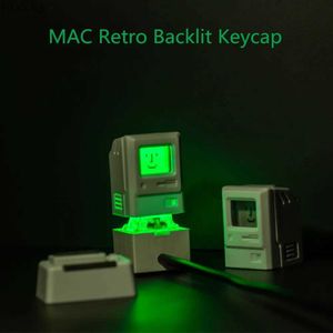 Keyboards 2pcs Mechanical keyboard 80's MAC Macintosh Style Retro Personality Backlit Keycap White ESC And 1.5U Tab Key Caps YQ240123