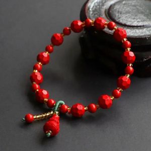 Bangles Natural Genuine red sand cut face bracelet gourd bracelet Dansha Buddhist meditation beads fine jewelry