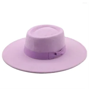 Berets moda łuk retro fedora szeroka grzbiet hat damskie czapkę kobiet melonika