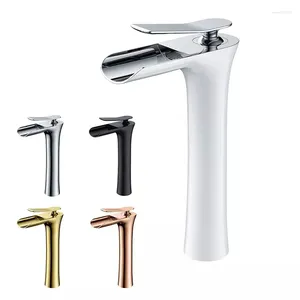 Rubinetti per lavabo bagno Design Cascata Rubinetto in ottone Lavabo Lavabo con foro monocomando Bianco Nero Oro Rosa