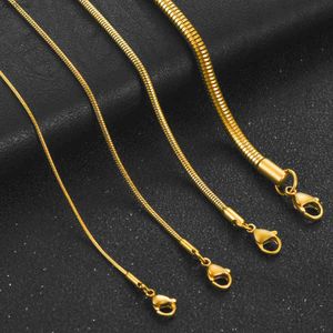 Naszyjniki wiszące 1/1,5/2.4/4 mm Podstawowe stal nierdzewna okrągły łańcuch węża Naszyjnik Złoty Kolor Plane na szyi Akcesoria biżuterii YQ240124