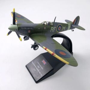 172スケール英国飛行機ダイキャストメタルプレーン航空機モデル子供おもちゃスピットファイアファイターアロイ240118