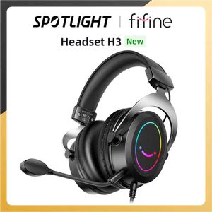 ヘッドセットFifine Gaming Headset with Dynamic RGB/MIC/IN-LINE CONTROLTRA-SOFTメモリフォーム耳パッド