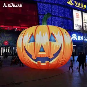 Hurtownia Niestandardowa wysokiej jakości gigantyczna gigantyczna 6 -metrowa nadmuchiwana halloweenowa głowa dyniowa z lekką dekoracją balonową LED