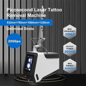 Super picosecond laser tatuering avlägsnande av åldersfläckar borttagningsmaskin q switch nd yag pigment borttagning kol skalning pico lasermaskin för skönhetssalong användning