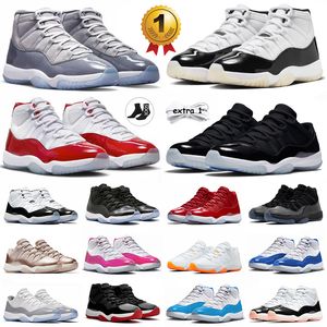 Nike Air Jordan Retro 11 Jordans 11s Jumpman AJ أصيلة الرجال أحذية كرة الرجعية كونكورد 45 ولدت عالية الفضاء المربى قبعة و ثوب غاما الرياضة الرياضية أحذية النسائية 25th الذكرى 25