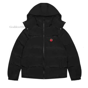 Men's Winter Warm Trapstar London Hoodie Detachable Hooded Down Jacket Black Red Embroidered Letter Coat