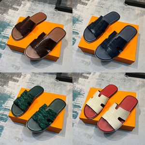 رجال النعال المصمم صندل Izmir Flip Flop Leather Heritage Calfskin Sandals Summer Lazy Fashion Home Beach Slides Black