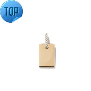 14K Gold Splated Vermeil 925 Sterling Srebrny niestandardowy grawerowany pusty CZ METAL METAL DOG ​​TAG WINDant Naszyjnik