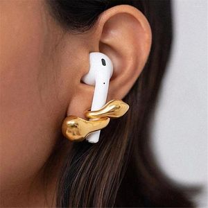 Studörhängen Anti-Lost Earring Gold Color Strap Wireless Earphone Holder For AirPods Earuds Ear Hook Silicone Connector Sport Ancessories