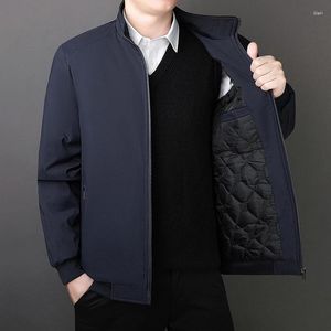 Men's Jackets Spring Men Blue Jacket Casual Fleece Thick Warm Husband Business Office Dress Coat Solid Male Fashion Classic Outwear Clothing
