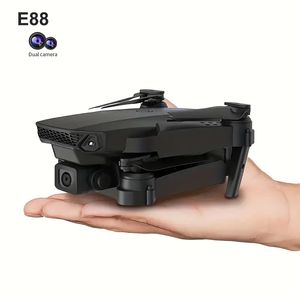 E88 Drone, HD Camera Light Light Flow Hover, jeden przycisk 360 ° kaskader Flip Flip Aerial Photography, 90 ° Regulowany obiektyw kątowy, składanie na poziomie zdalnego sterowania