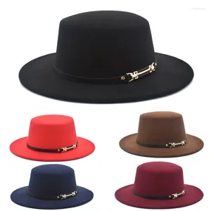 Berets Fedora Hats poczuł kapelusz z paskiem wokół kobiet mężczyzn vintage trilby czapki wełniane ciepłe jazz płaski chapau czarny Panaman