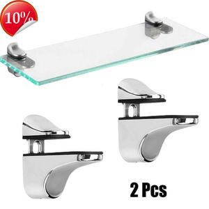 New 2pcs Glass Shelf Brackets Wall Mount Glass Plated Brackets Adjustable Support Clamp Holder Zinc Alloy Glass Clamp Fixed Clip